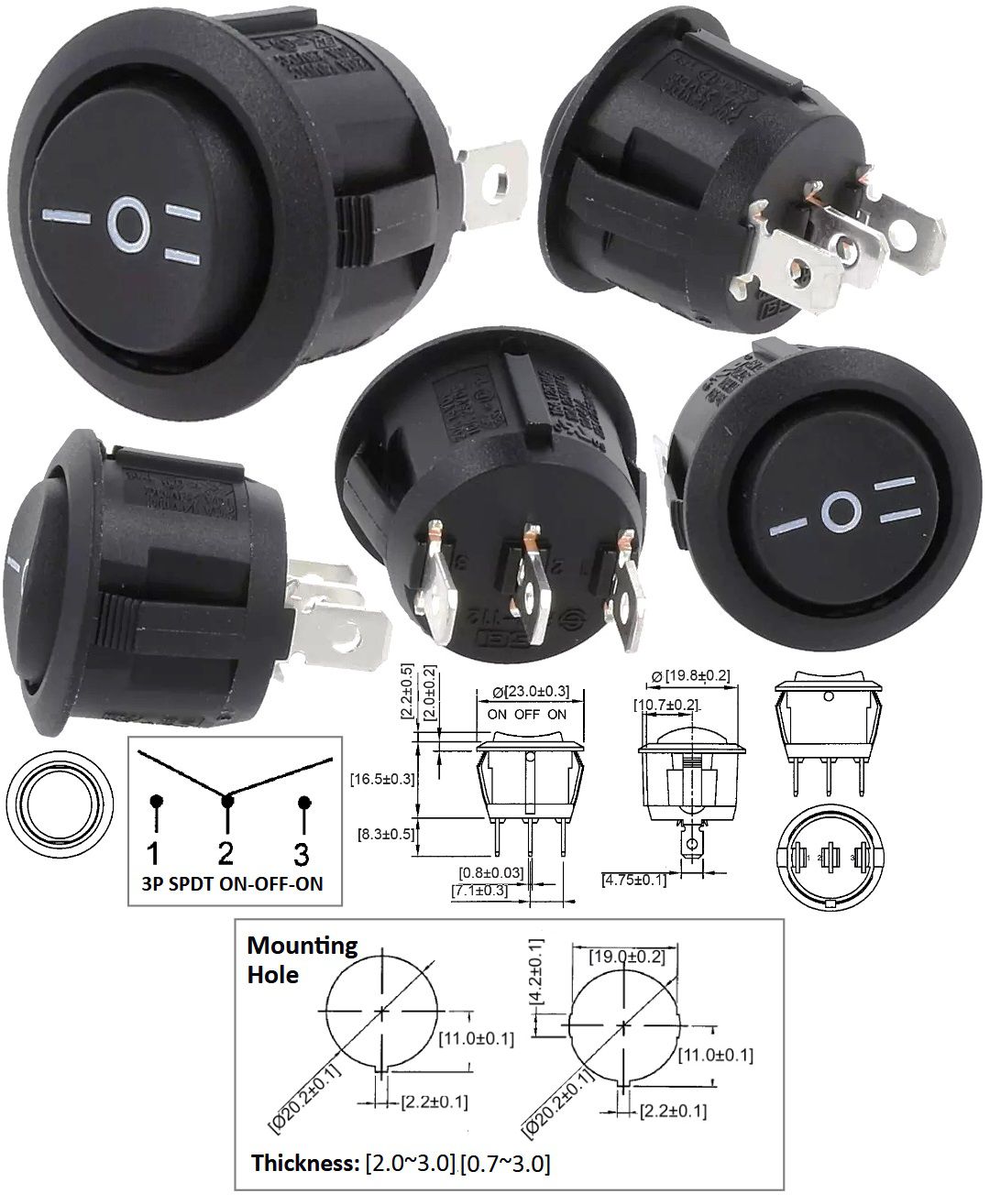 Interruptor basculante 3pos